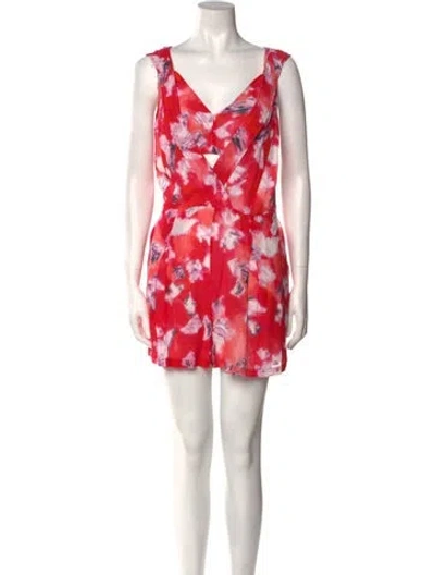Pre-owned Iro Printed V-neck Romper In Red