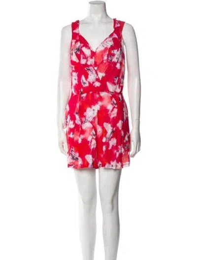 Pre-owned Iro Printed V-neck Romper In Red