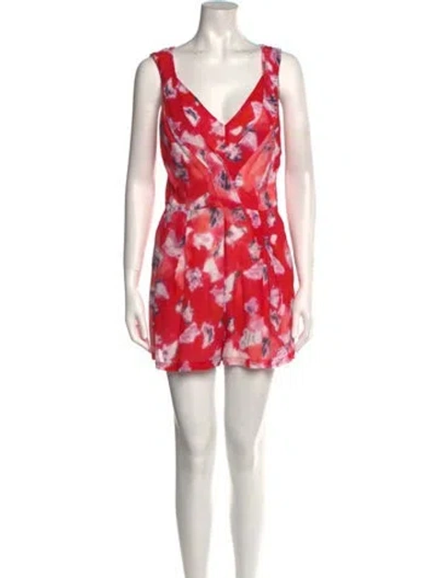 Pre-owned Iro Printed V-neck Romper In Red