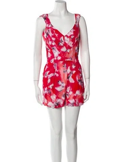 Pre-owned Iro Printed V-neck Romper In Red