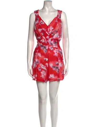 Pre-owned Iro Printed V-neck Romper In Red