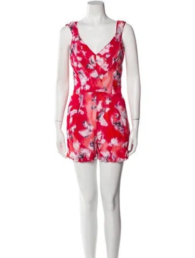Pre-owned Iro Printed V-neck Romper In Red