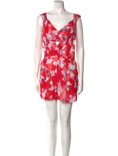 Pre-owned Iro Printed V-neck Romper In Red