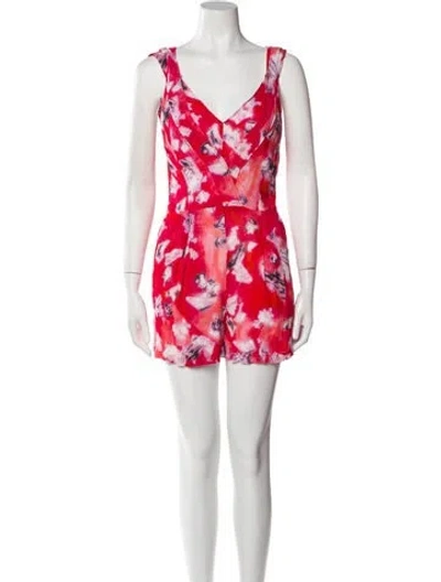 Pre-owned Iro Printed V-neck Romper In Red