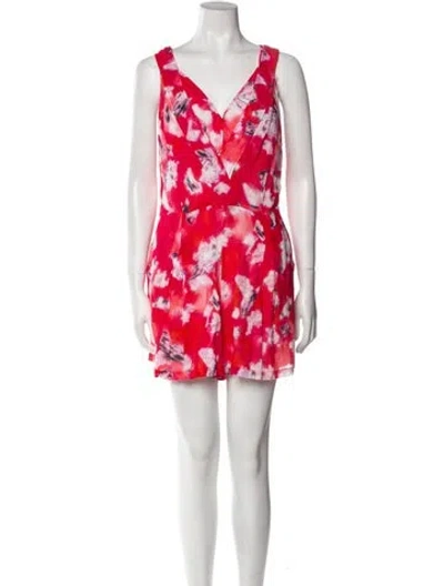 Pre-owned Iro Printed V-neck Romper In Red