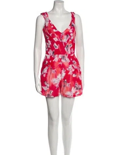 Pre-owned Iro Printed V-neck Romper In Red