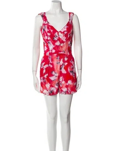 Pre-owned Iro Printed V-neck Romper In Red