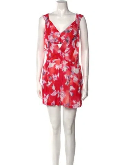 Pre-owned Iro Printed V-neck Romper In Red
