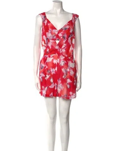 Pre-owned Iro Printed V-neck Romper In Red