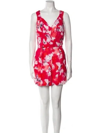 Pre-owned Iro Printed V-neck Romper In Red