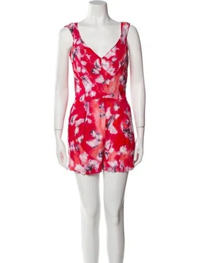 Pre-owned Iro Printed V-neck Romper In Red