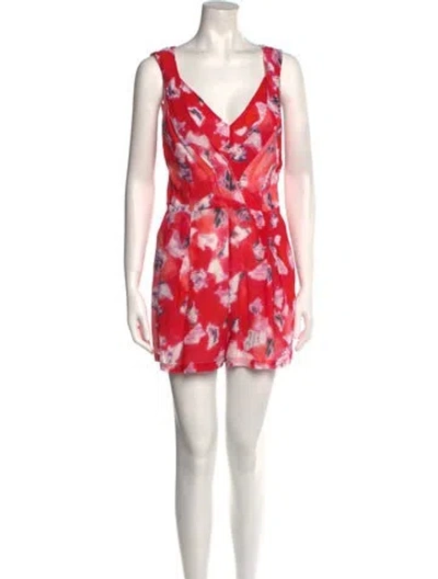 Pre-owned Iro Printed V-neck Romper In Red