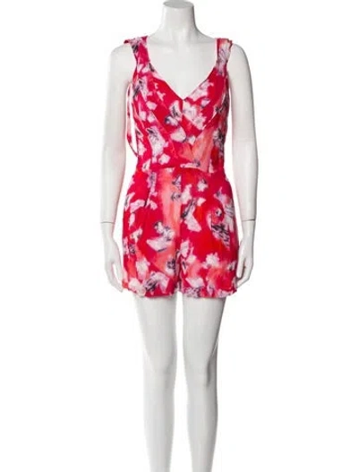 Pre-owned Iro Printed V-neck Romper In Red
