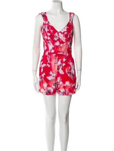 Pre-owned Iro Printed V-neck Romper In Red
