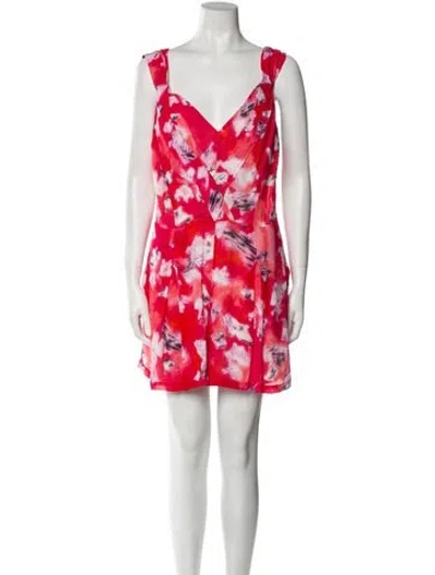 Pre-owned Iro Printed V-neck Romper In Red