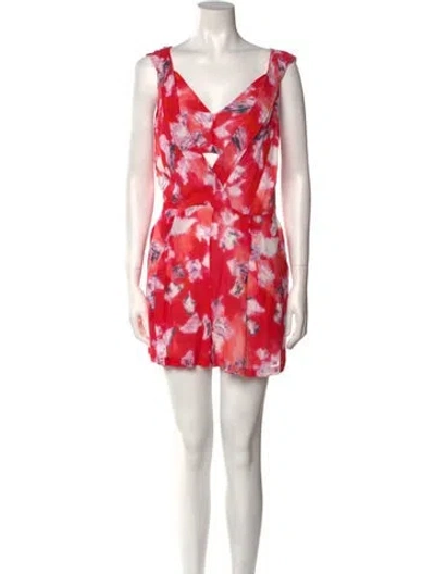 Pre-owned Iro Printed V-neck Romper In Red