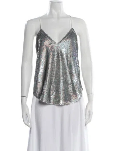Pre-owned Iro Printed V-neck Top In Silver