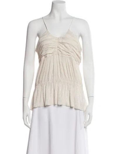 Pre-owned Iro Printed V-neck Top W/ Tags In Neutral