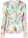 Iro Abstract-print Long-sleeve Mini Dress In Green