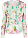 Iro Abstract-print Long-sleeve Mini Dress In Green