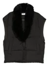 Iro Quilted Faux-fur Collar Vest In Black