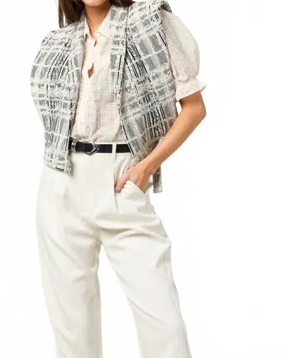 Iro Quira Curly Vest In Black/ecru In White