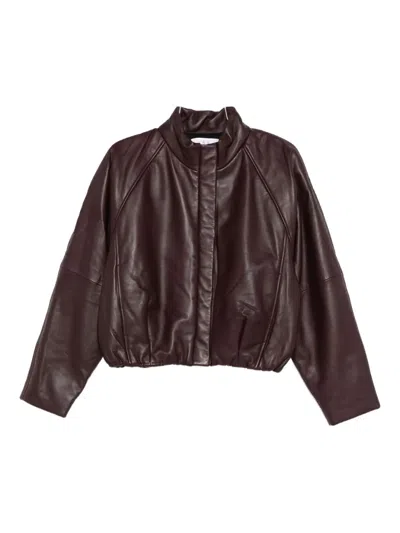 Iro Raglan-sleeve Leather Jacket In Brown