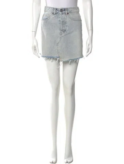 Pre-owned Iro Raw-edge Trim Mini Skirt In Blue