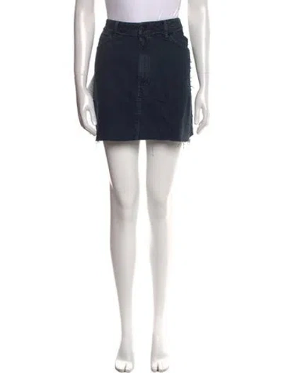 Pre-owned Iro Raw-edge Trim Mini Skirt In Blue