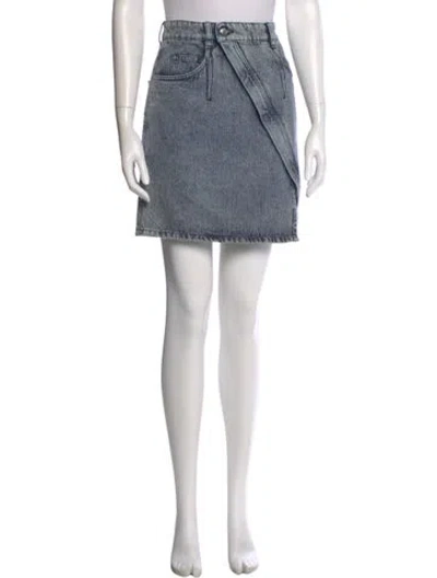 Pre-owned Iro Raw-edge Trim Mini Skirt In Blue