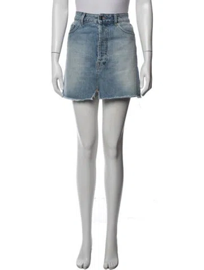 Pre-owned Iro Raw-edge Trim Mini Skirt In Blue