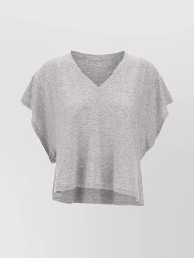 Iro Relaxed Fit V-neck T-shirt With Cropped Hem In Grey