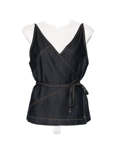 Iro Renata Top Satin Denim In Blue