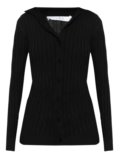 Iro Ribbed Buttoned Cardigan In Black