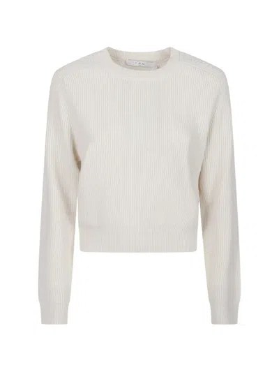 Iro Celena Cropped Ribbed Viscose Sweater In White
