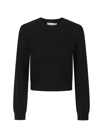 Iro Celena Cropped Black Ribbed Viscose Sweater