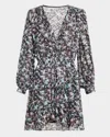 Iro Risli Long-sleeve Silk Mini Dress In Gray