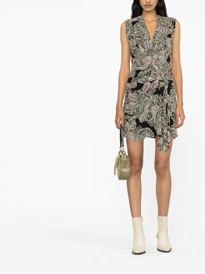 Iro Rolina Draped Mini Dress In Black Multi