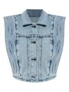Iro Rosye Broderie-anglaise Denim Jacket In Blue