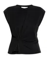 Iro Twisted-detail Cap-sleeve Top In Black
