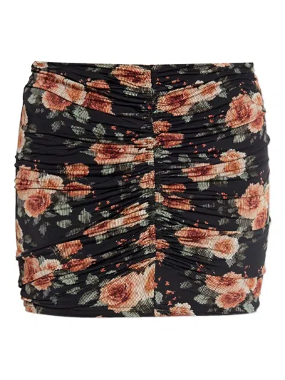 Iro Ruched Floral Skirt In Black