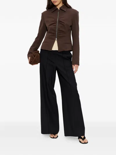 Iro Ruched Zip-up Jacket In Brown