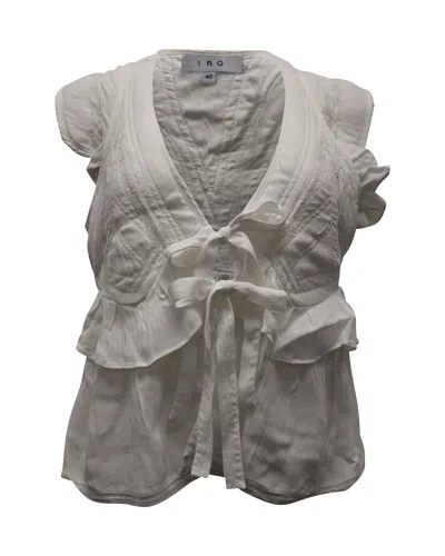 Iro Ruffled Tie-front Blouse In White Cotton In Neutral