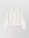 Iro Ruffled V-neck Top Lace Detailing