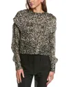 Iro Rusko Ruffled Leopard-print Silk-crepon Blouse In Multi