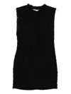 Iro Mini Dress With Frayed Hem And Round Neckline In Black