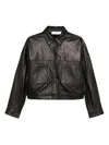 Iro Collared Neck Leather Jacket With Structured Shoulders In Black