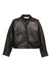 Iro Collared Neck Leather Jacket With Structured Shoulders In Black