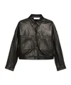 Iro Collared Neck Leather Jacket With Structured Shoulders In Black