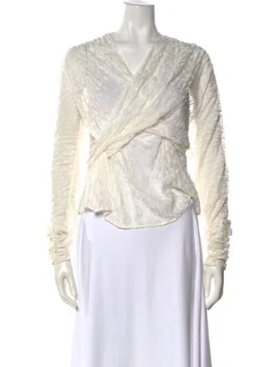 Pre-owned Iro Satin V-neck Blouse In White